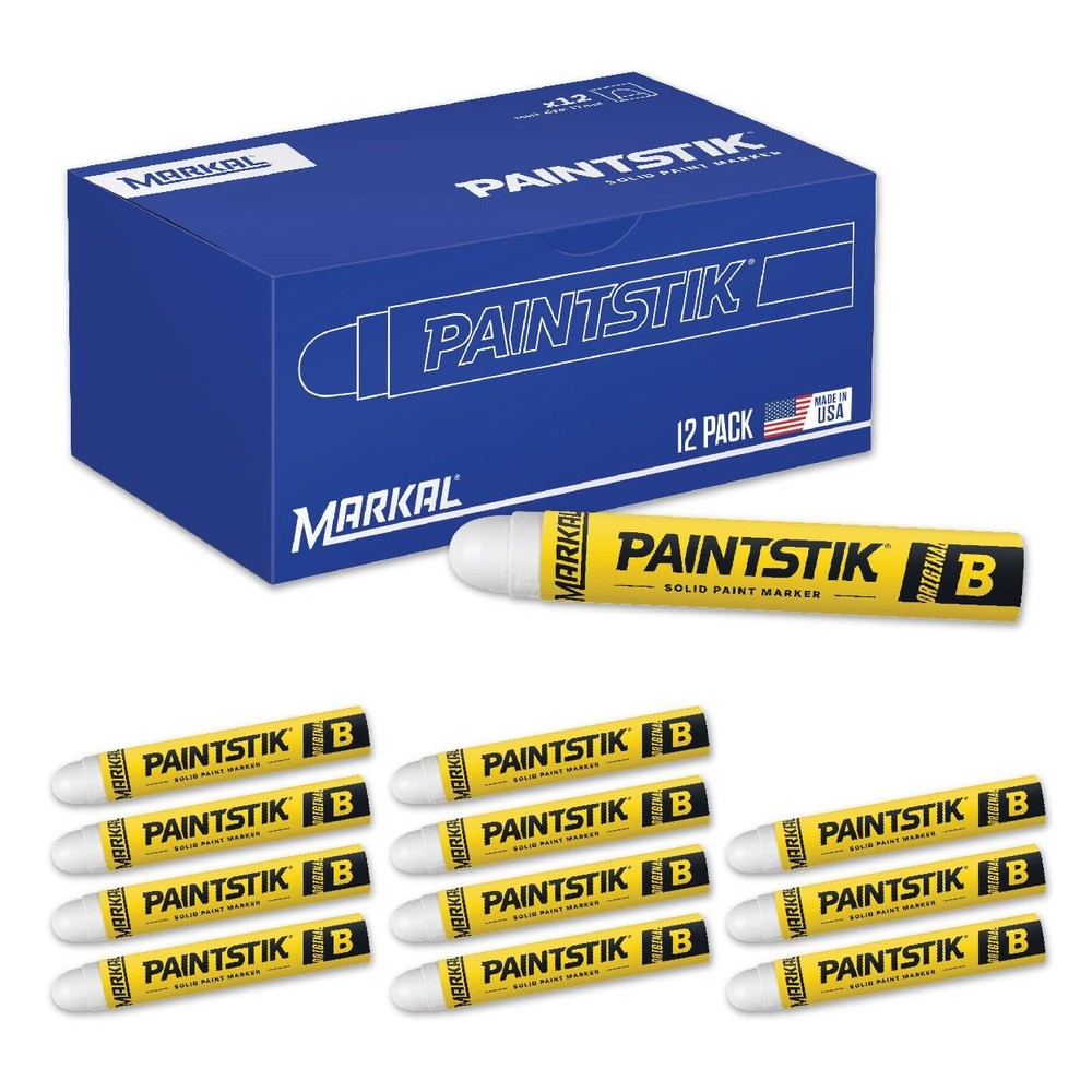 Markal 80220 B Paintstik Solid Paint Ambient Surface Marker, White (12 stick
