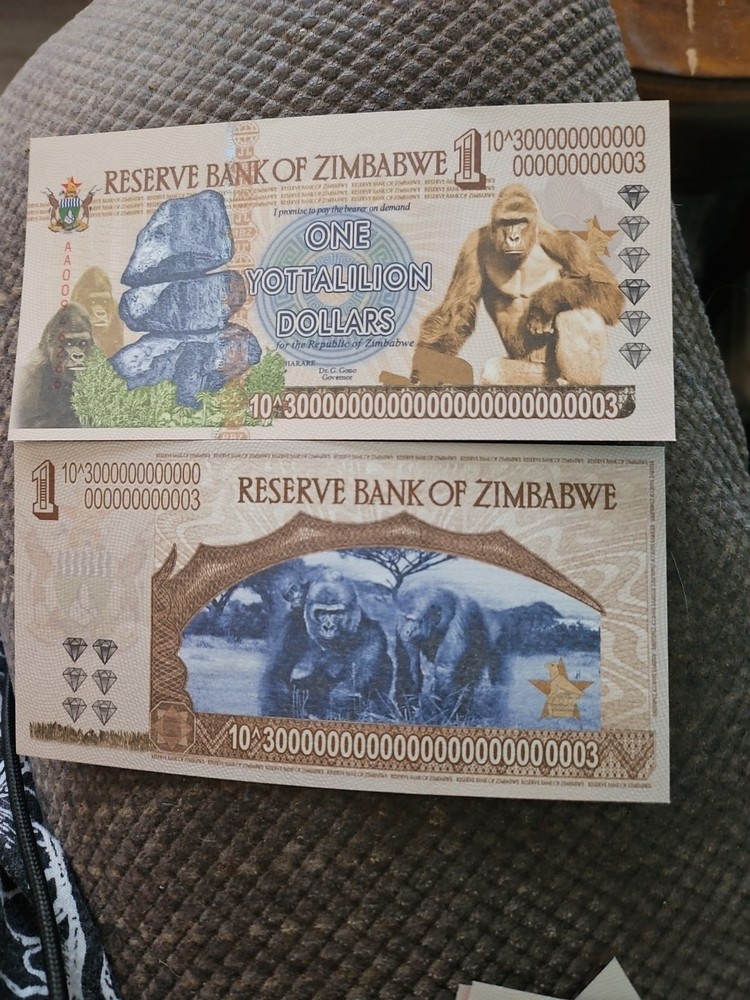 Zimbabwe 1 Yottalilion  Souvenir  Note
