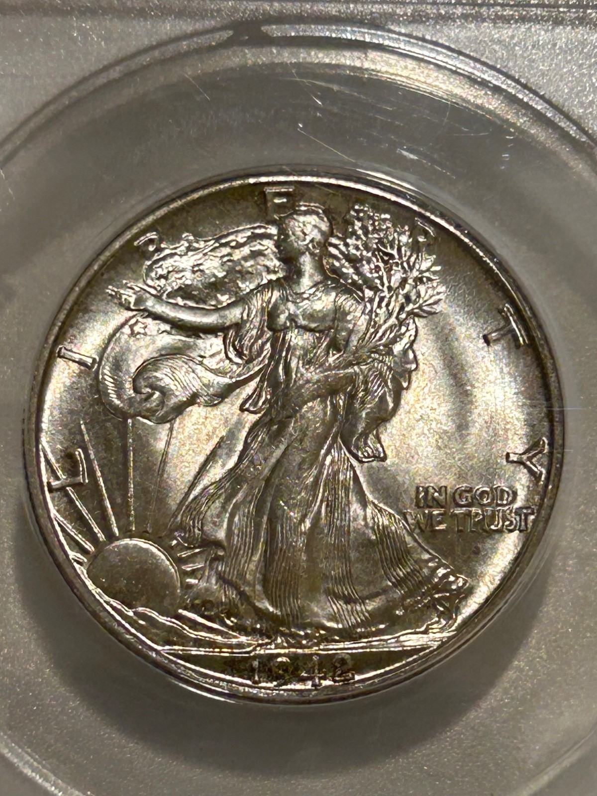 1942 P Walking Liberty Silver Half Dollar ANACS MS65
