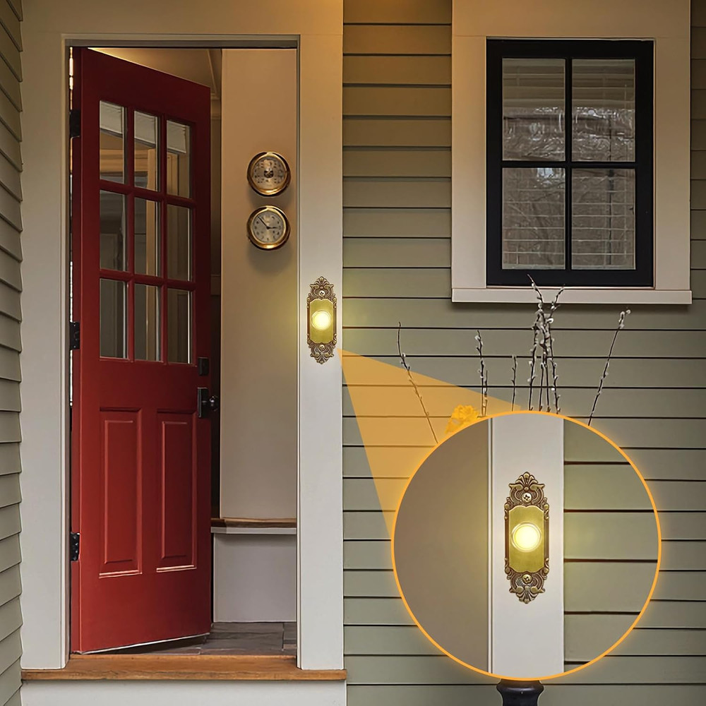 2 Pack Lighted Doorbell Button Doorbell Switches Wired Door Bell Push Button Rep