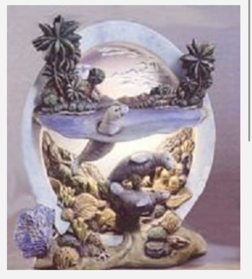 Underwater Manatees Scene w/ light kit  ceramic bisque