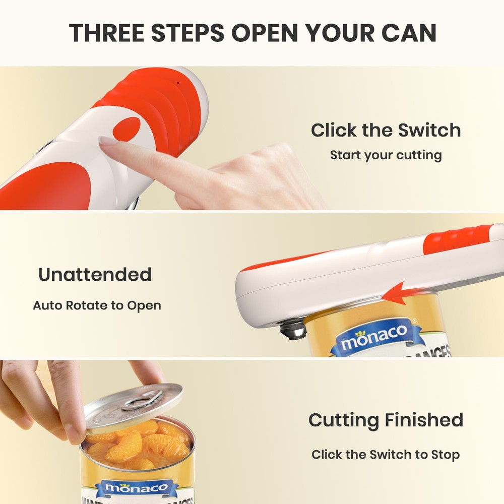 Electric Can Opener for Kitchen Smooth Edge w/ Replaceable Blade Rechargeable