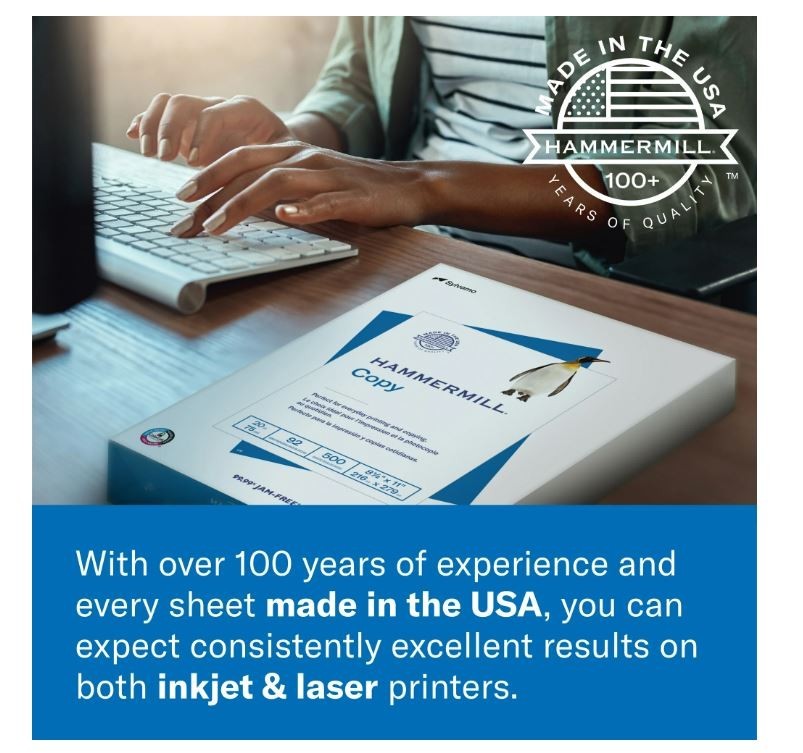 Hammermill Printer Paper, Premium Inkjet & Laser Paper 24 Lb, 8.5 x 11 - 1 Ream