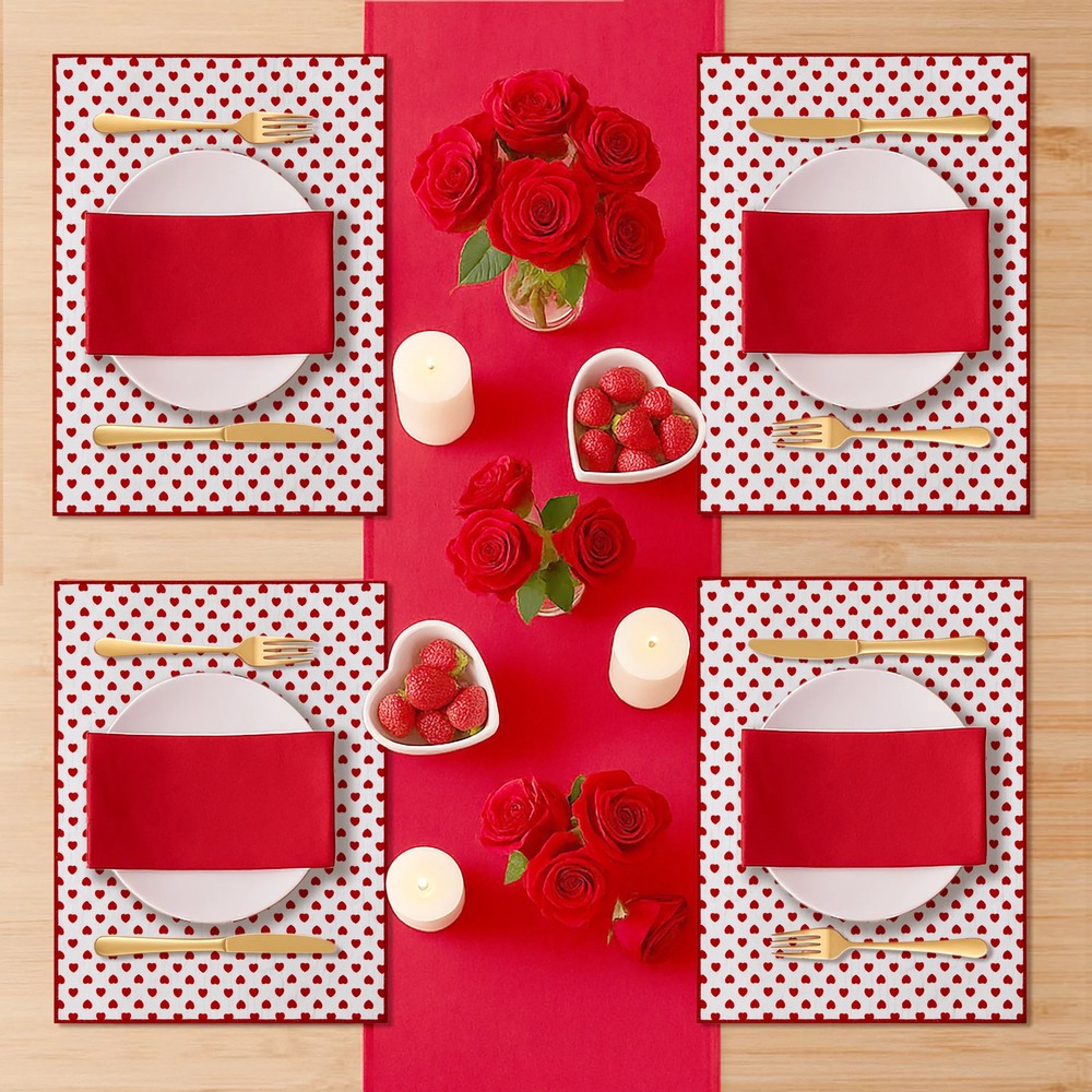 Reversible Hearts Table Runner Cotton