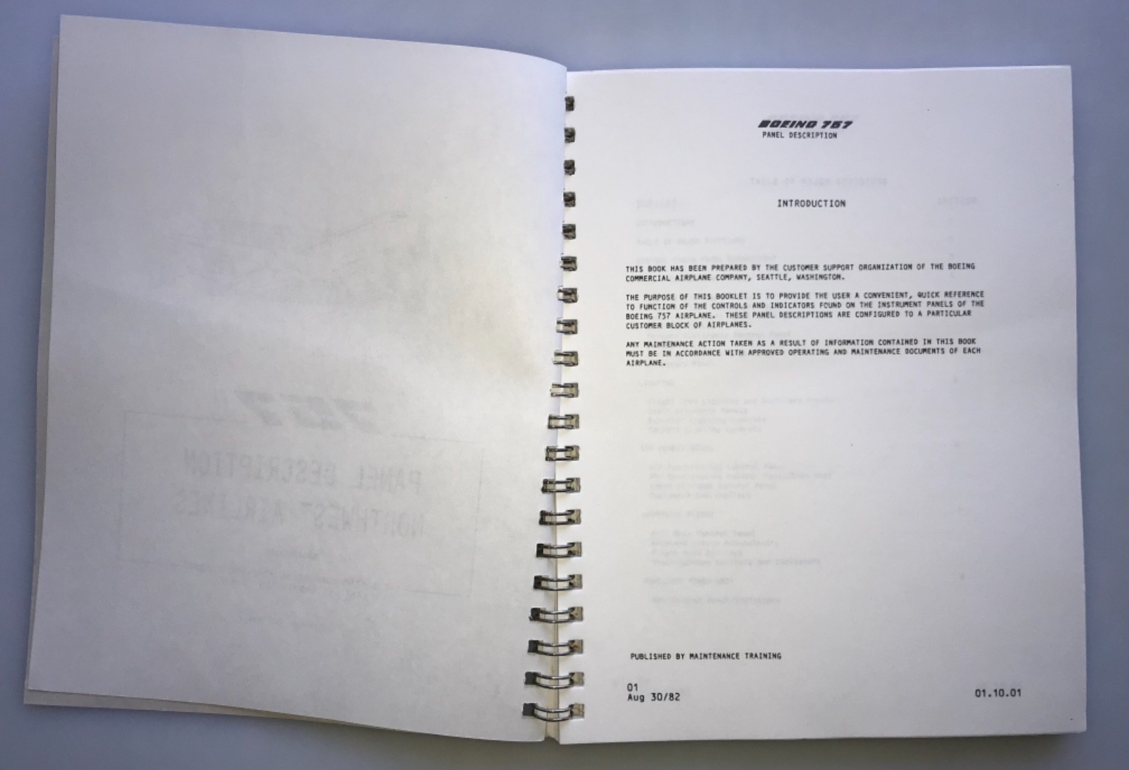 Boeing 757 Panel Description Maintenance Training Manual 1984 Airplane Book