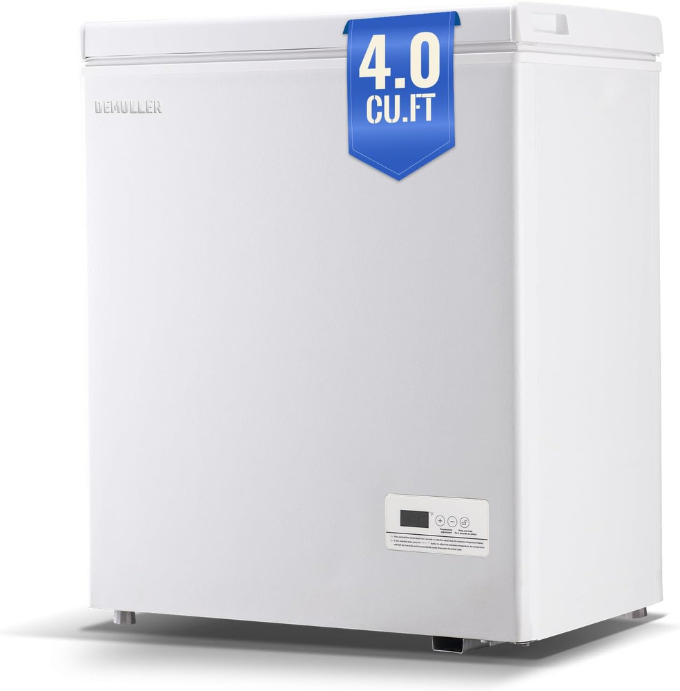 White Chest Freezer Small Deep Freezers with Two Baskets Mini Size & Spacious Ca