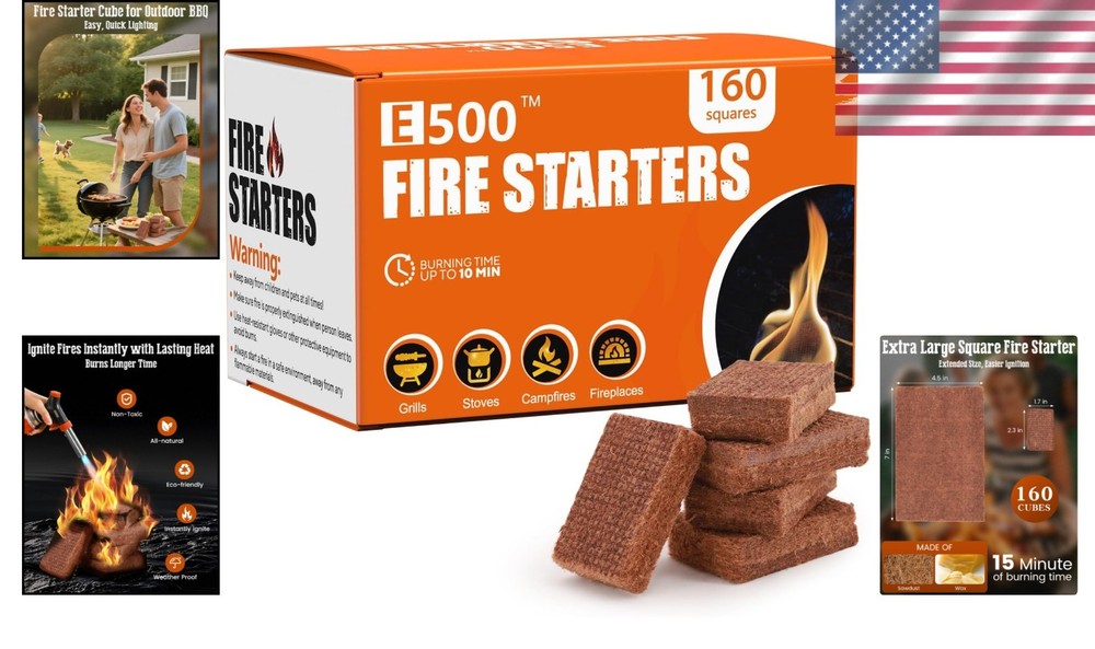 Extra-Large Smokeless Fire Starter Squares - Quick Ignition for BBQ & Camping