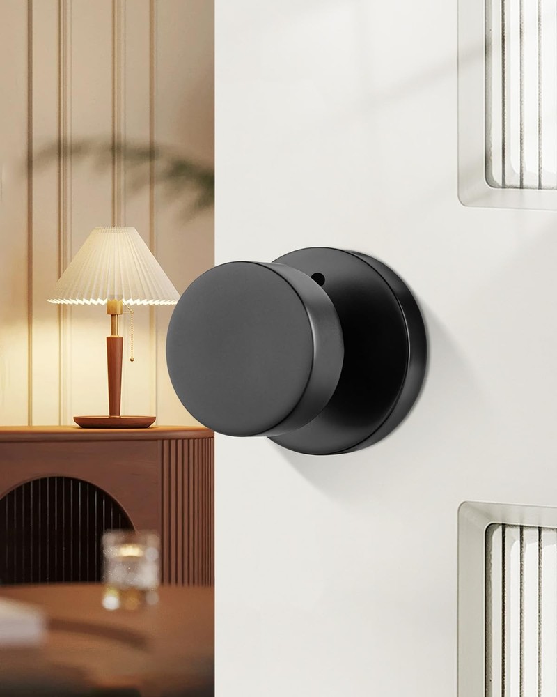 Haidms 6 Pack Matte Black Door Knobs Privacy for Bedroom 6 Pack,
