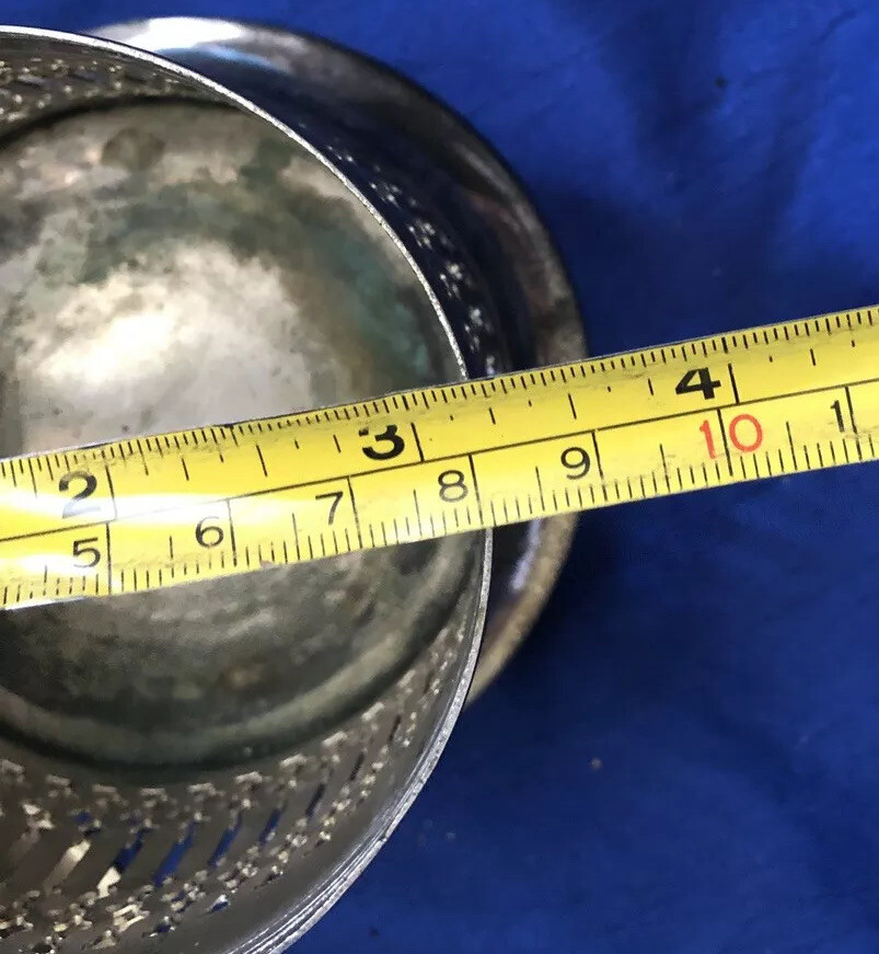 SilverPlate Japan Set Of 3 Round Vase Napkin Candle Holders Lattice Unique Rare