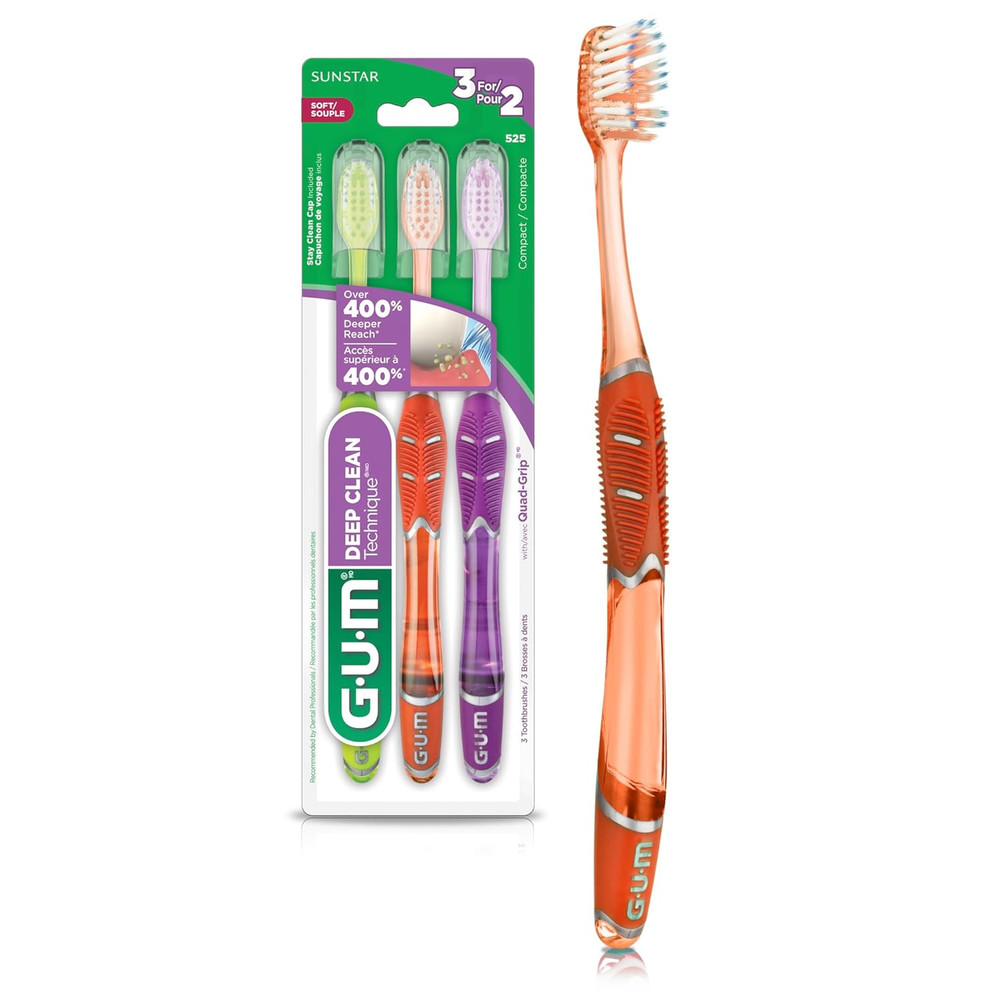 Technique Deep Clean Toothbrush - Compact Head - Soft Toothbrushes for Adults...