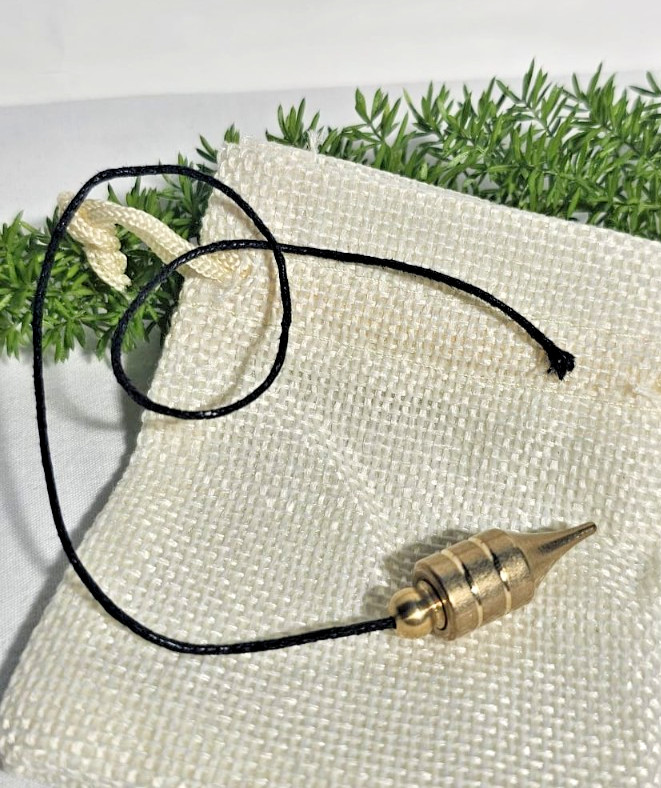 Conical Shaped Dowsing Biolocation Pendulum Brass Gold Toned Gift With Thread