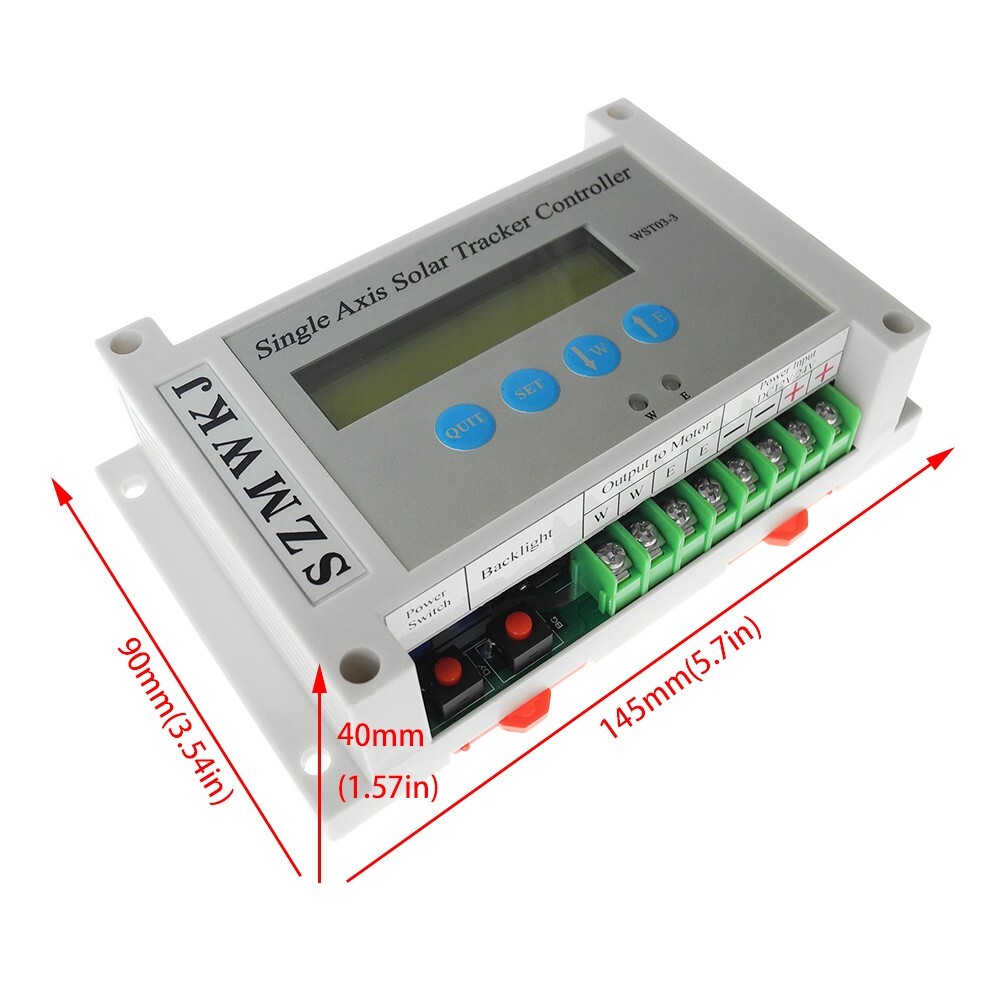 LCD Single Axis Solar Panel Tracker - 12V 12" 1500N Linear Actuator + Anemometer
