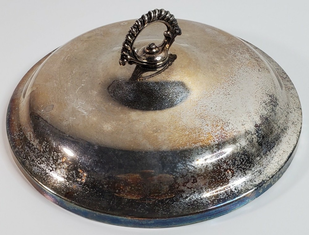 Rogers Silverplated Lid ONLY 9.5" Round Regal Handle Tarnish Stained Replacement