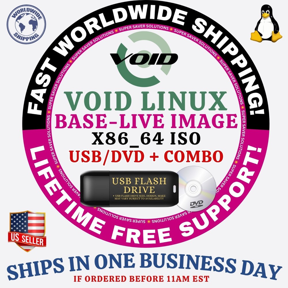 VOID LINUX OS | BASE XFCE | LIVE IMAGE | DVD, USB, COMBOS | SHIPS FAST
