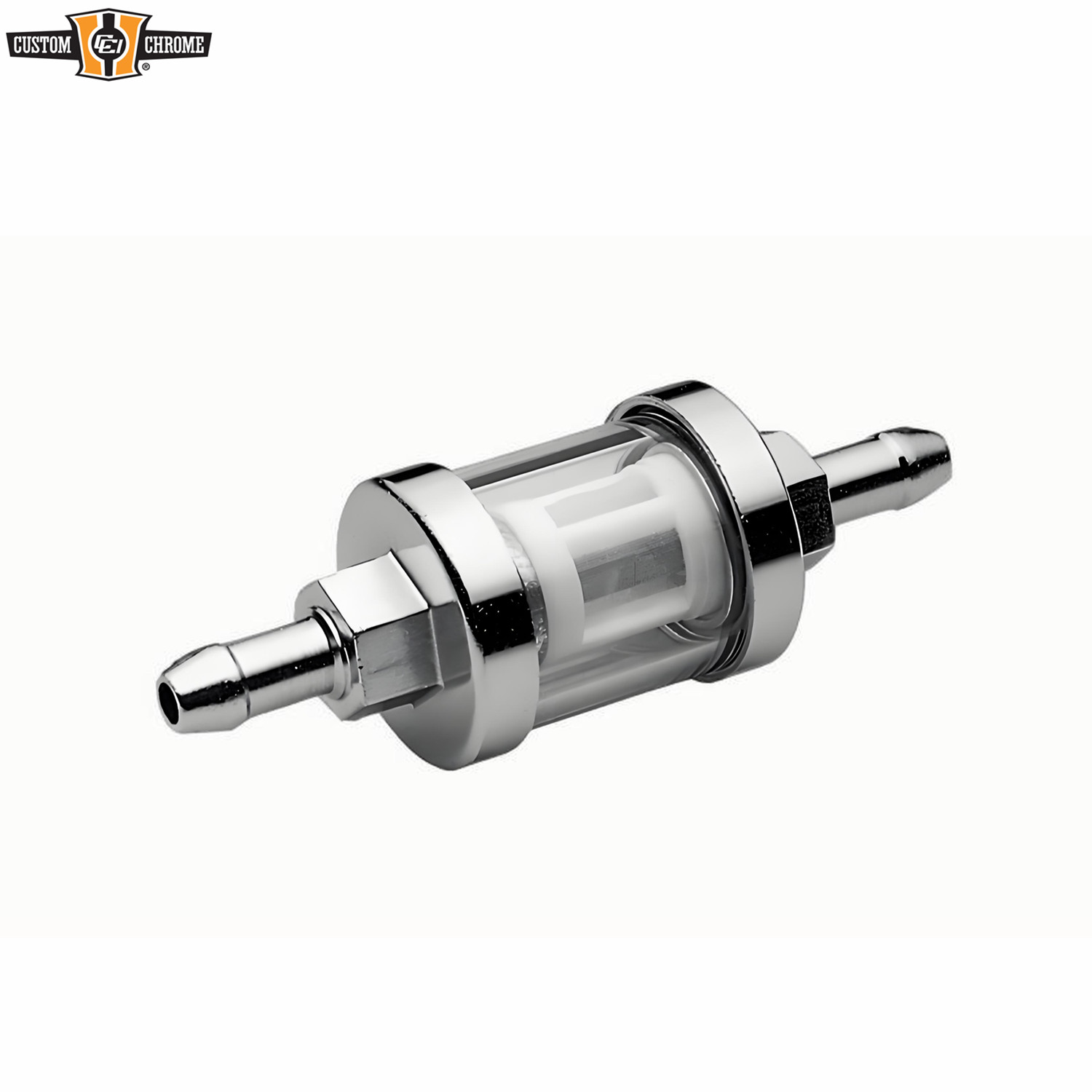 Motorcycle Chrome See-Flow Glass Fuel Filter Fit For 5/16" line