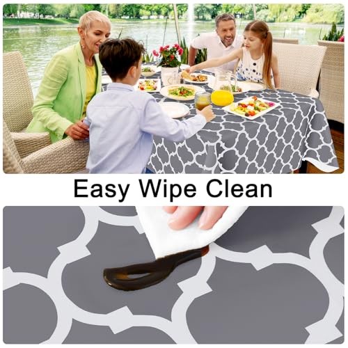 Rectangle Table Cloth, Waterproof Vinyl 84" x 60" (Rectangular) 1 Grey