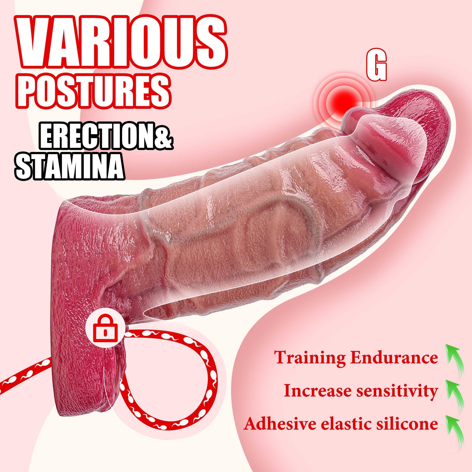 Big Male Cock-Girth-Enlarger-Enhancer-Penis-Extension-Extender-Sheath Sleeve Men