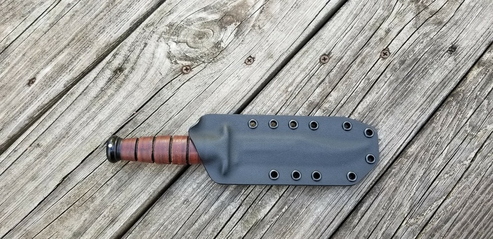 KA-BAR "SHORT" USMC Fighting Sheath, Pancake Style, (BK)