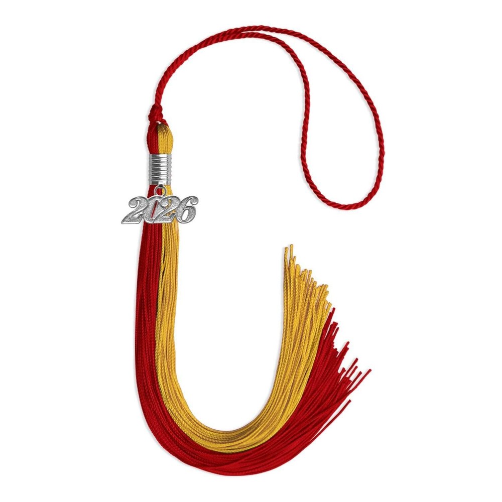Endea Graduation Red/Gold Tassel with Silver Date Drop