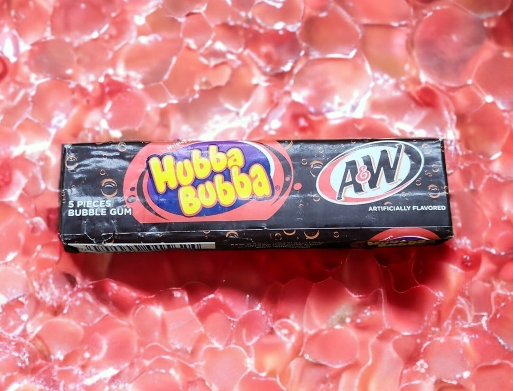 HUBBA BUBBA A&W Root Beer Bubble Gum 5 Pc Package Container Candy NOS Vintage
