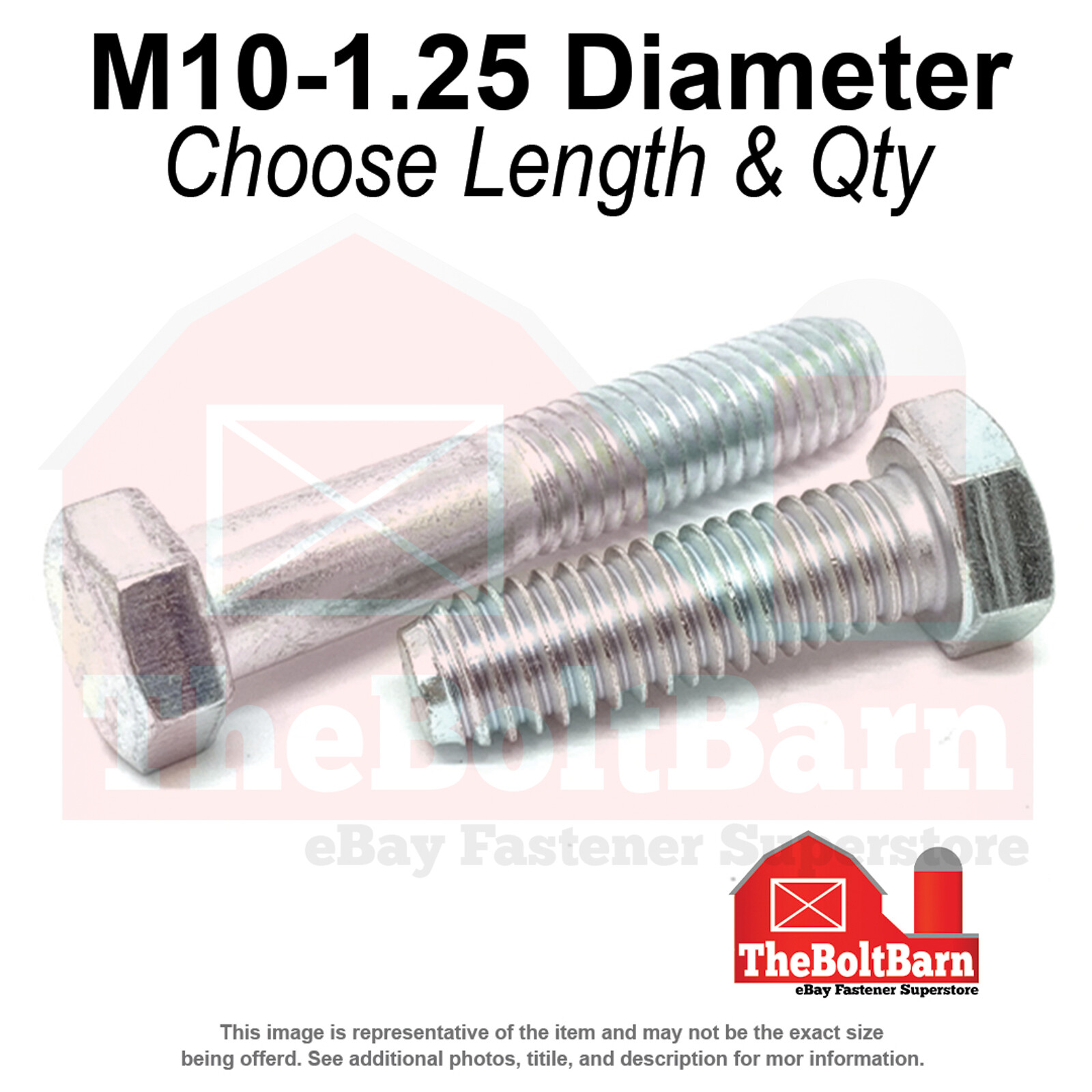 M10-1.25 Metric Class 10.9 Fine Hex Cap Screws Zinc Clear (Choose Length & Qty)