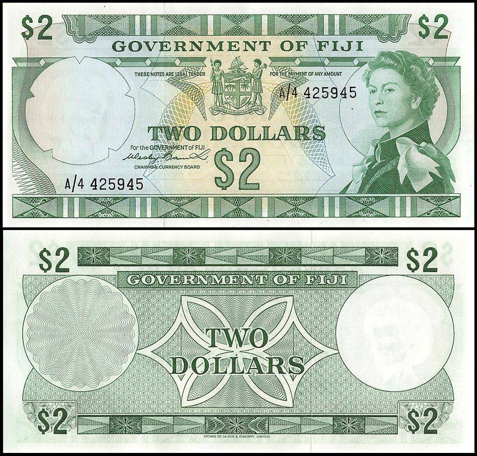 Fiji 2 Dollars, 1971 ND, P-66a, UNC