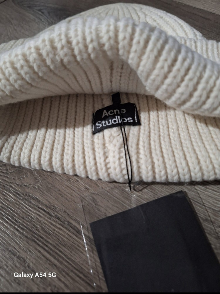 Acne Studios Ivory Smile Face Wool Bernie Hat