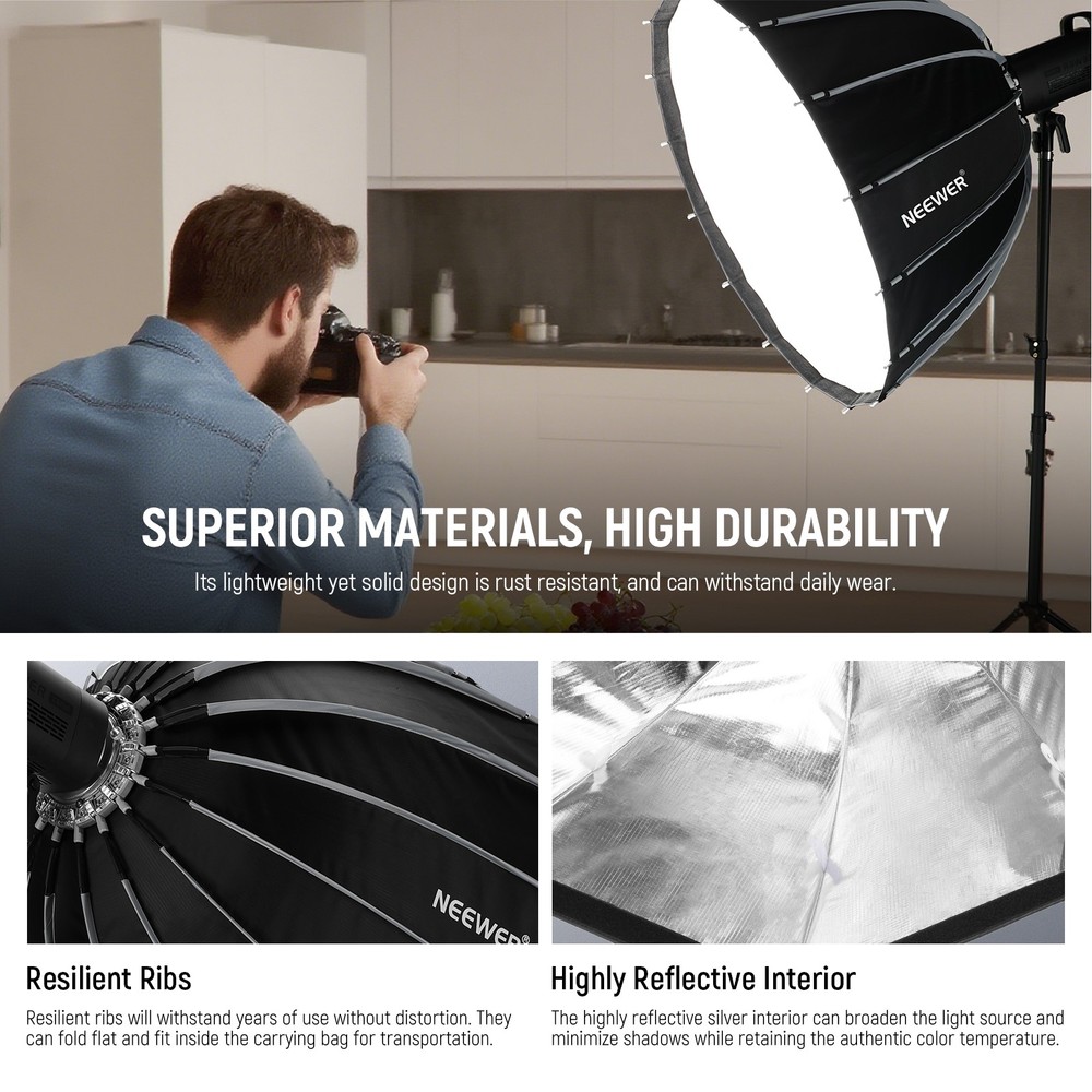 NEEWER NS120PD 47" Parabolic Softbox - Bowens Mount w/ Grid & Diffuser