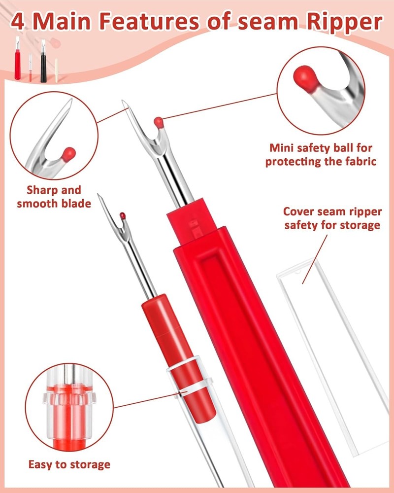Seam Ripper Set 4pcs Stitch Remover Tool w Thread Snips Kit