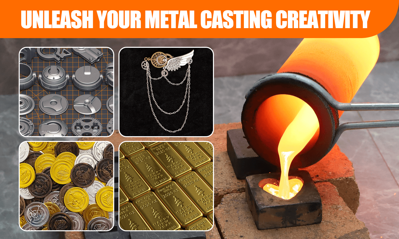 3KG Upgraded Metal Melting Furnace For Casting Refining Jewelry Copper Aluminum