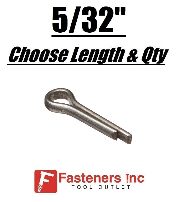 5/32" Diameter Cotter Pins Keys Split Plain Finish (All Sizes)