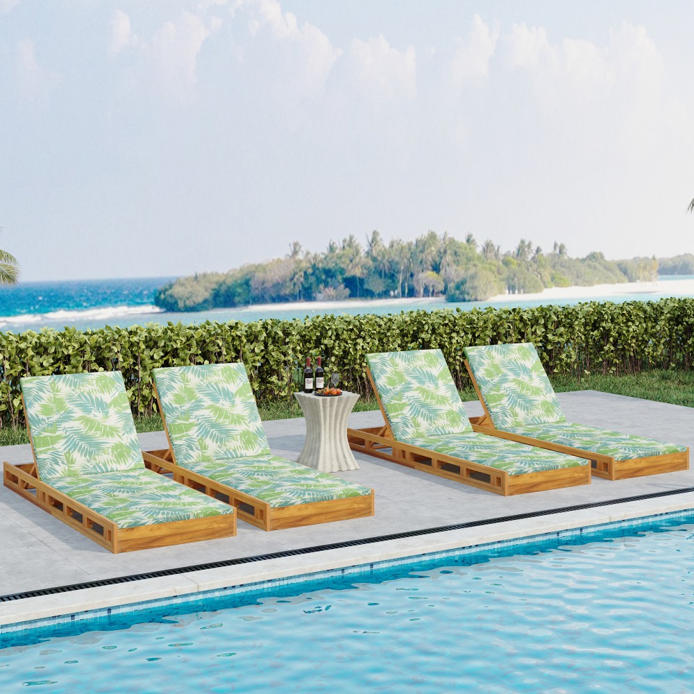 Outdoor Chaise Lounge w/ Adjustable Recliner & Water-Resistant Cushion for Patio