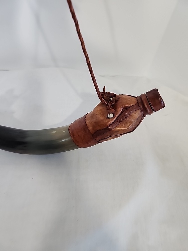 Gun Powder Horn Muzzleloader Reenactment Mountain Man Rendezvous LEATHER Plastic