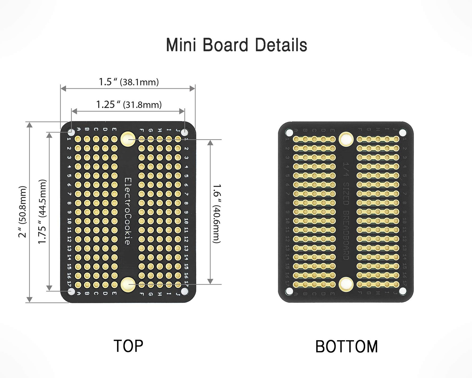 ElectroCookie Prototype PCB Solderable Breadboard for Electronics 2.Black