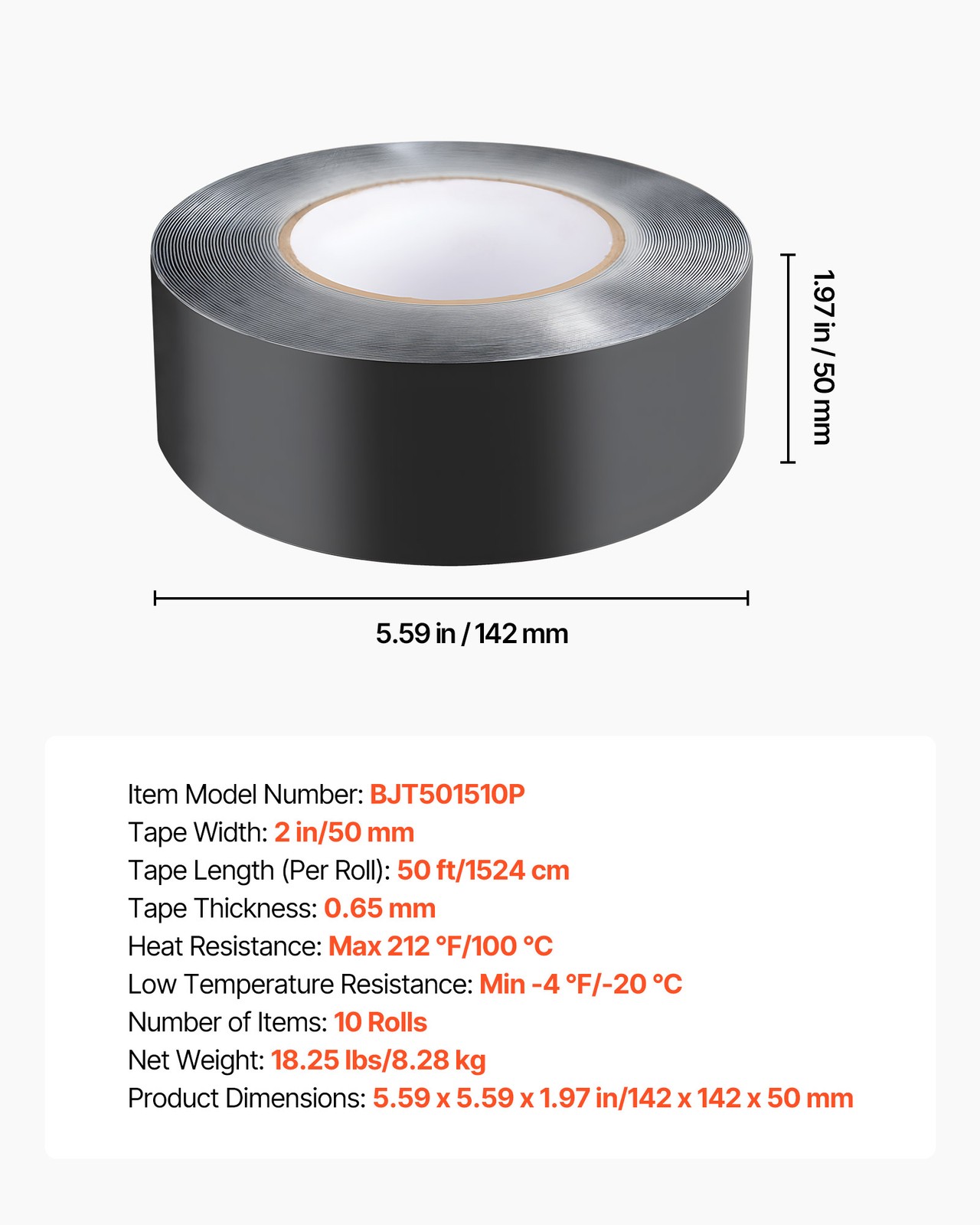 VEVOR Deck Joist Tape Waterproof Flashing Butyl Joist Tape 2 inch x 50 ft 10 Pcs