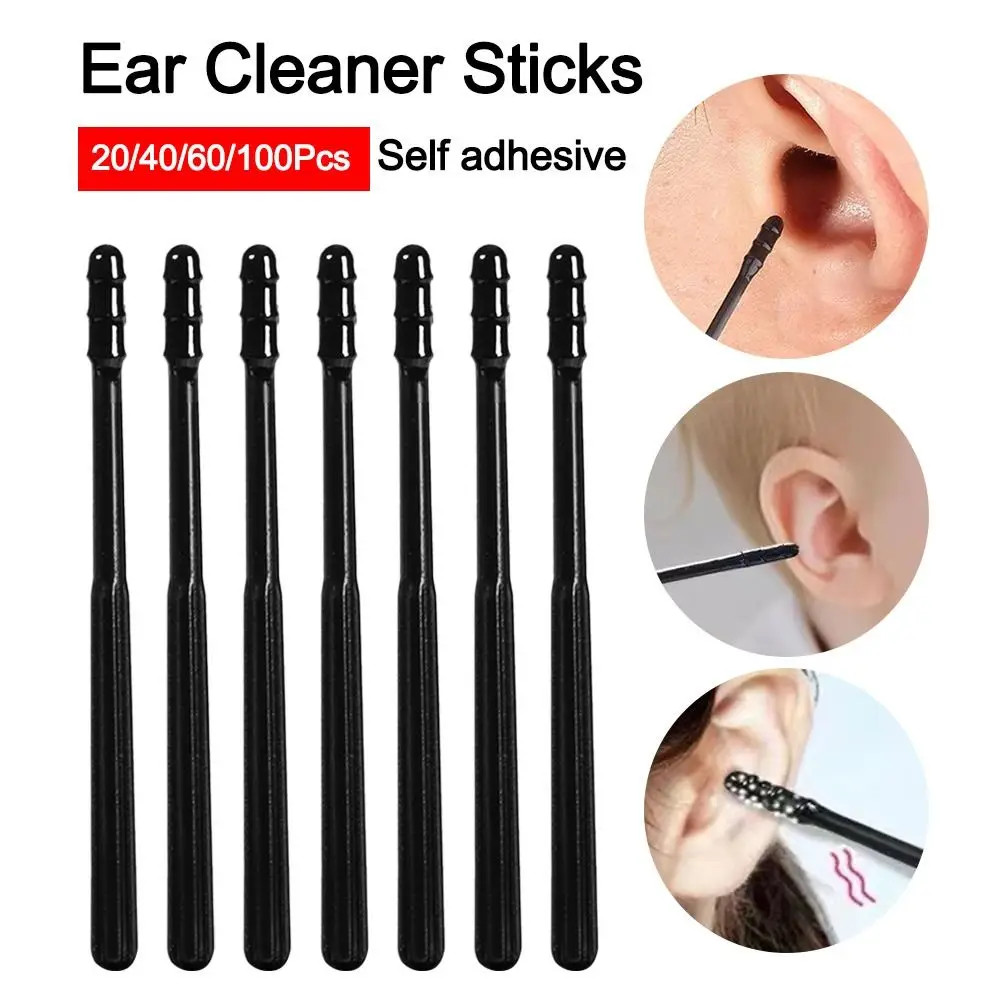 60pcs Disposable Silicone Ear Wax Remover Sticky Earpick S/L Cleaner Set - NEW