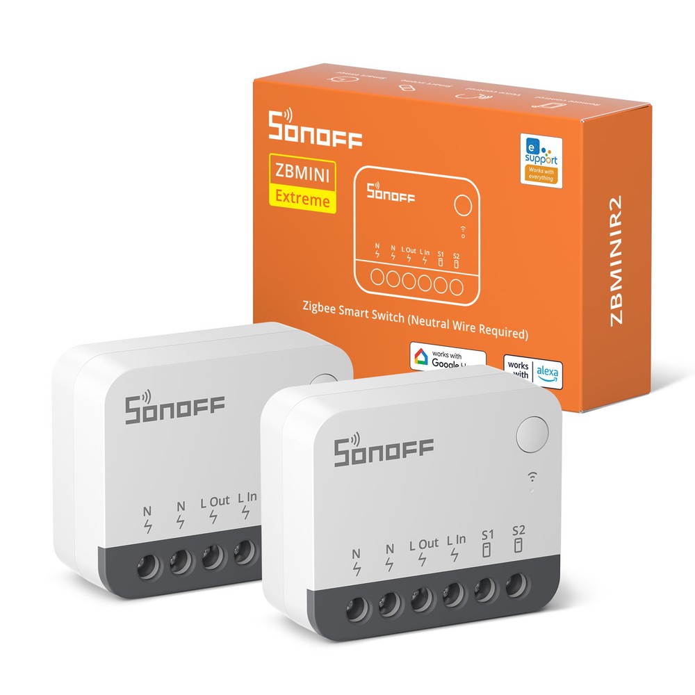 2PCS SONOFF External Zigbee 3.0 Smart Switch 2 Way Control Neutral Wire Required