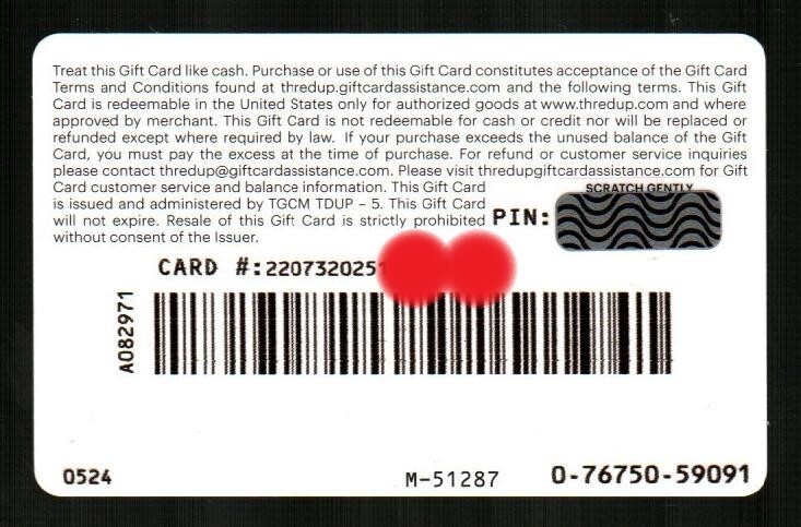 THREDUP Think Secondhand First ( 2024 ) Gift Card ( $0 )