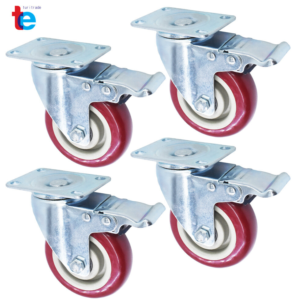 4 Pack 4 Inches Caster Wheels Locking Casters with Brake Swivel Plate Castors