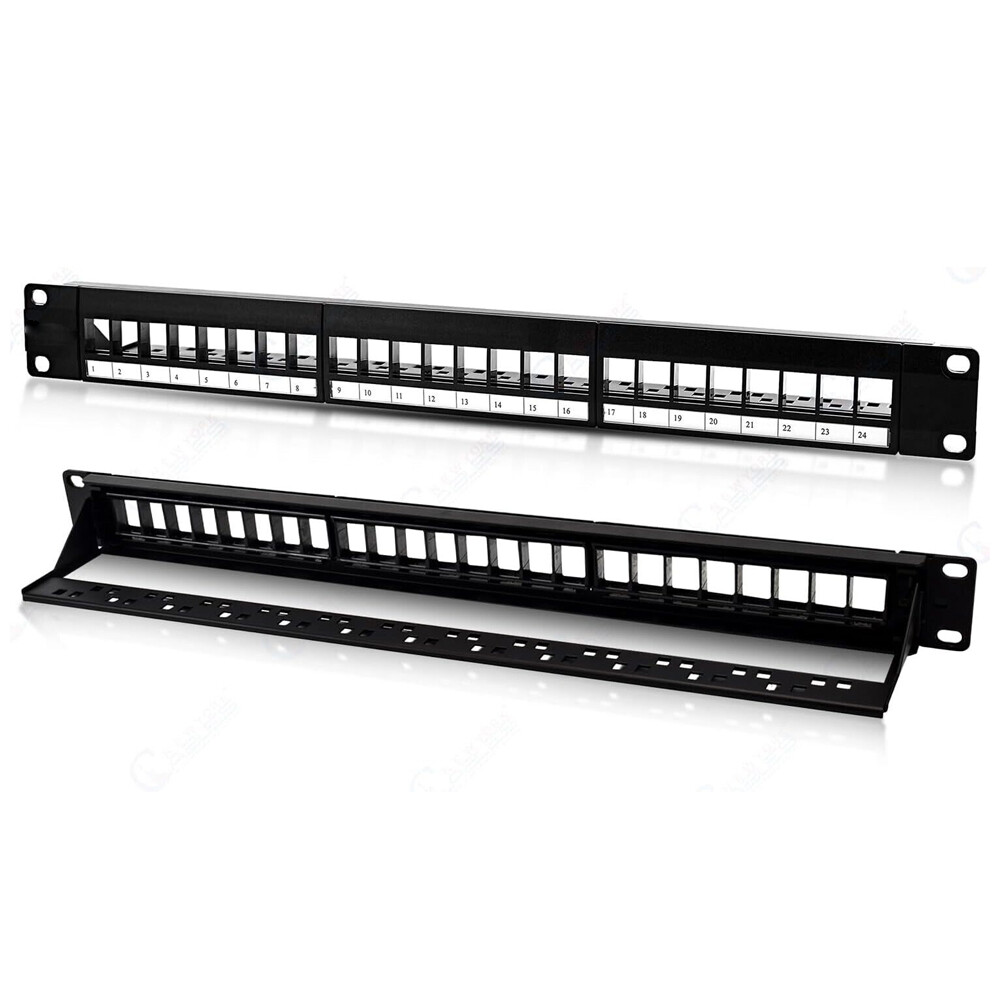 2 Pcs Patch Panel 24Port CAT6/Cat5 RJ45 110 Network Surface Wall Mount Bracket