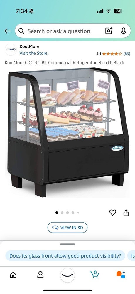 Koolmore CDC-3C-BK Countertop Refrigerated Display Case