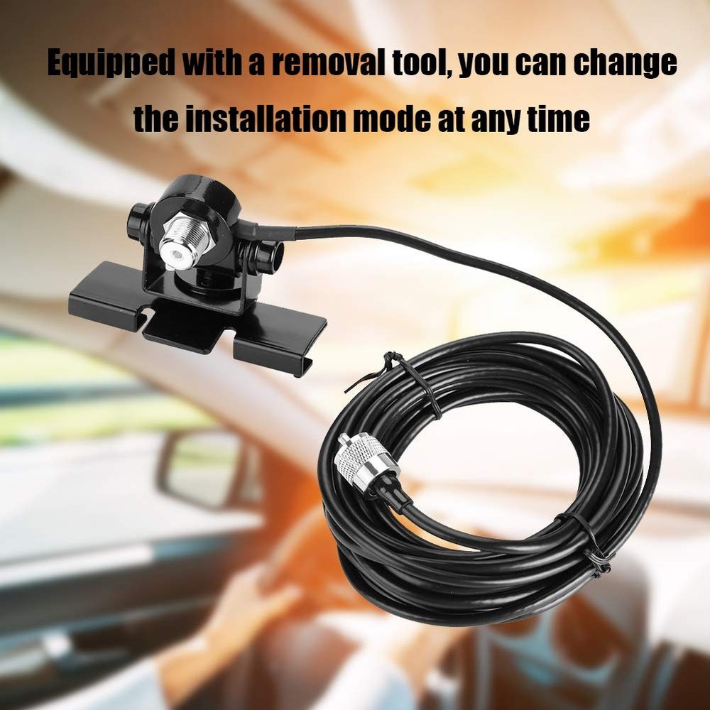 Black Antenna Mount Bracket with No Drill Installation and Adjustable Flexibi...