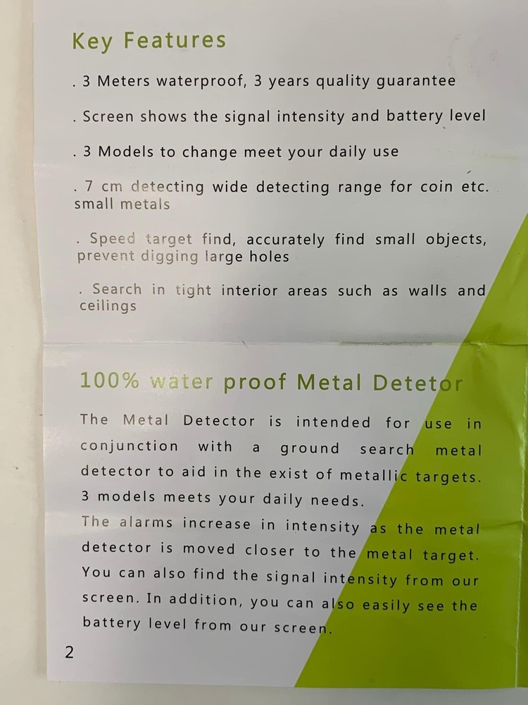 LED Display Waterproof Handheld Pin-pointer Metal Detector - 360° Search