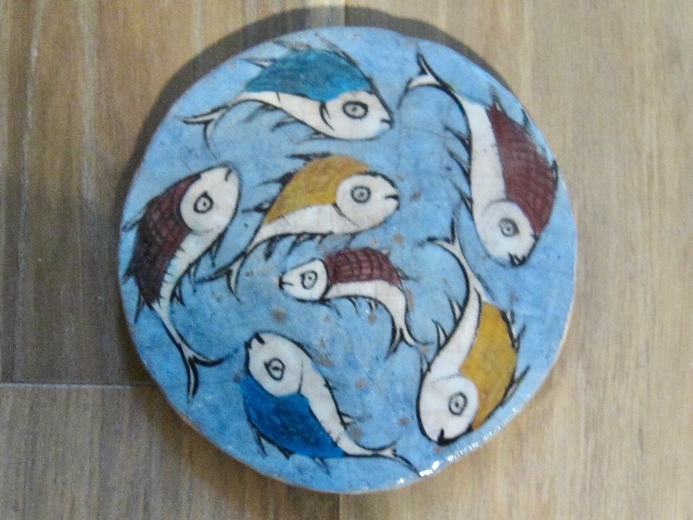 Antique Armenian Polychrome Glazed Tile, from Jerusalem