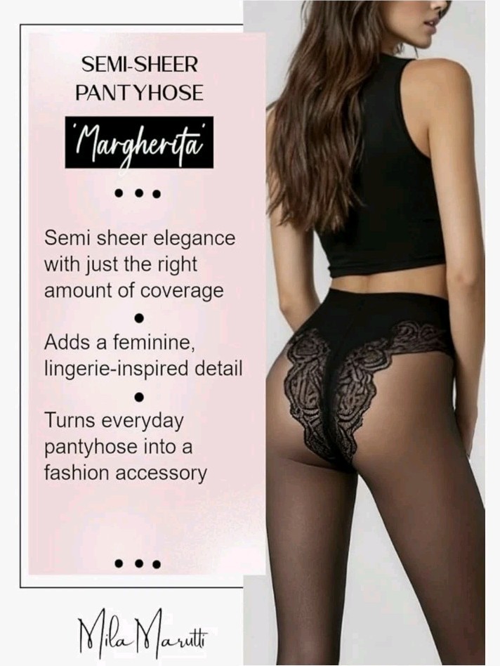 Mila Marutti French Cut Pantyhose Margherita Size Small Black