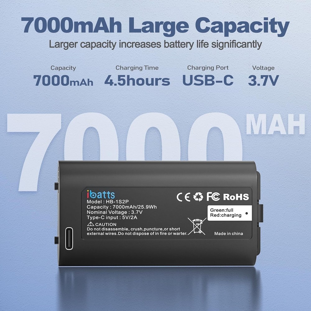 Replacement for MyQ Garage Keypad & Camera Battery 7000mAh High Capacity Type-C
