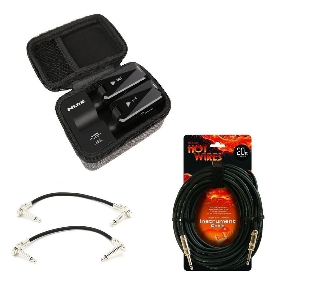 NUX B-5RC Bundle with 1 20ft Instrument Cable and 2 Patch Cables