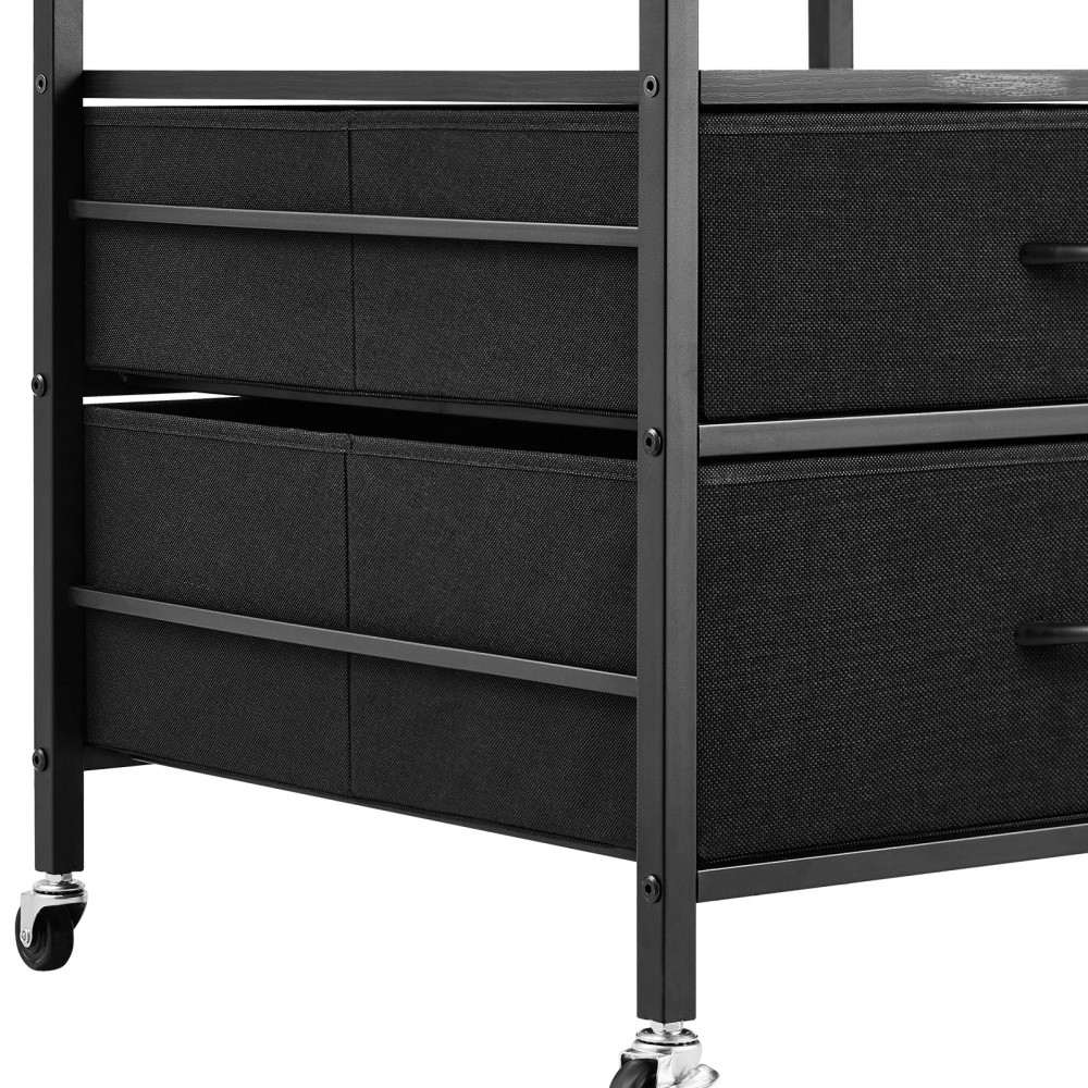 Rolling Mini Fridge Stand, 2 Drawers, Lockable Wheels