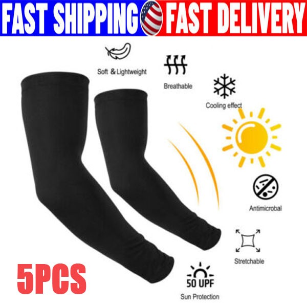 5 Pairs Cooling Arm Sleeves Cover UV Sun Protection Sports Outdoor For Men Women
