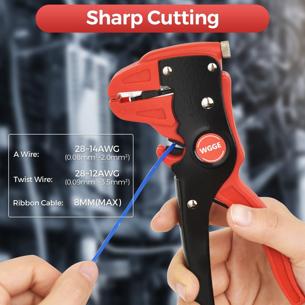 WGGE Automatic Wire Stripper and Cutter, 2 IN 1 Red/ Black